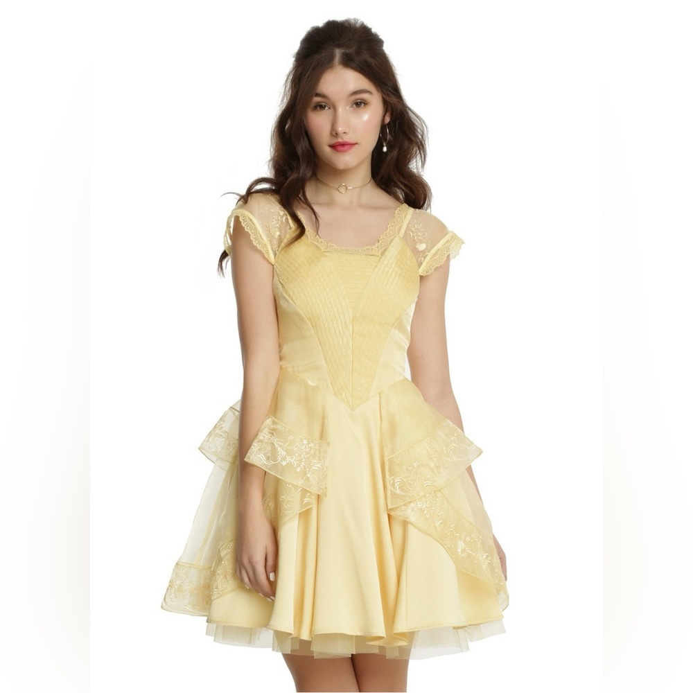 Hot Topic Disney Beauty & the Beast Belle Ball Gown Dress Gold Size M